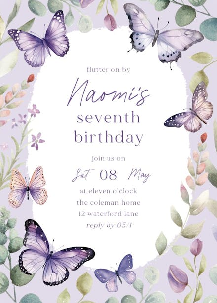 Purple Bouquet - Invitación De Cumpleaños