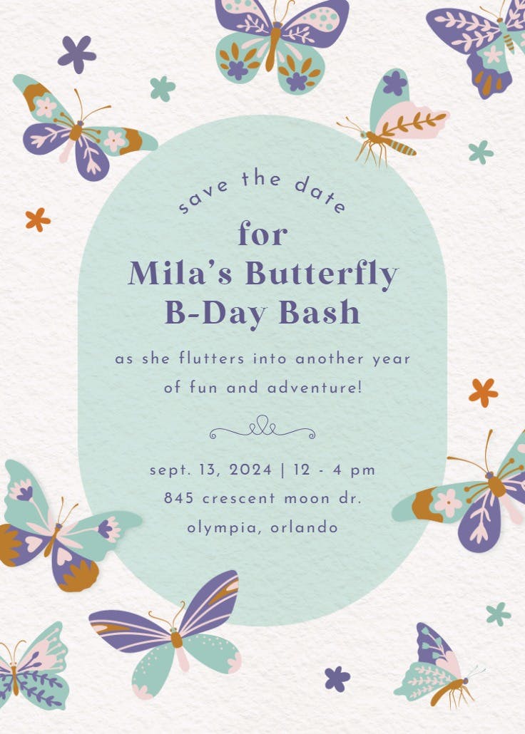 Fluttering fun - invitación para fiesta