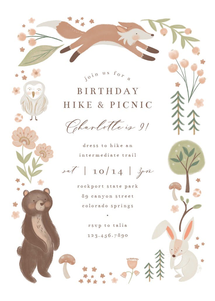 Forest fun - printable party invitation