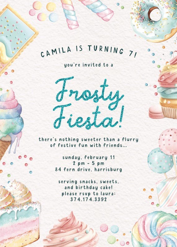 Frosty fiesta - invitación de cumpleaños