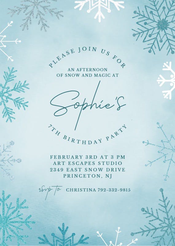 Frozen snowflakes - invitation template (free)