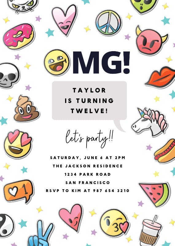 Fun emojis - printable party invitation