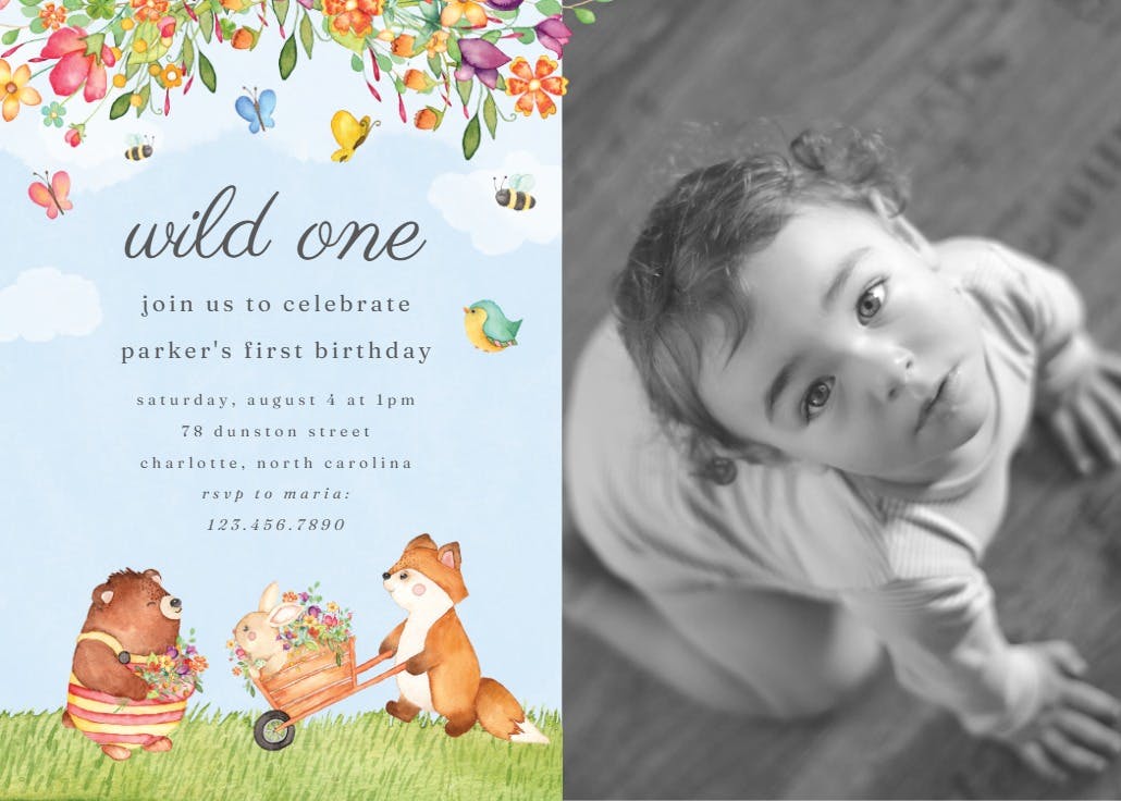 Garden adventures photo - birthday invitation