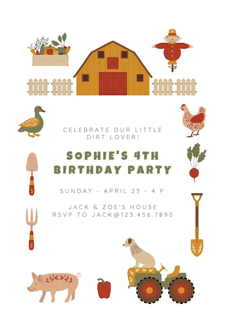 10 Personalised Farm Birthday Party Invitations Animal Petty Party Invites