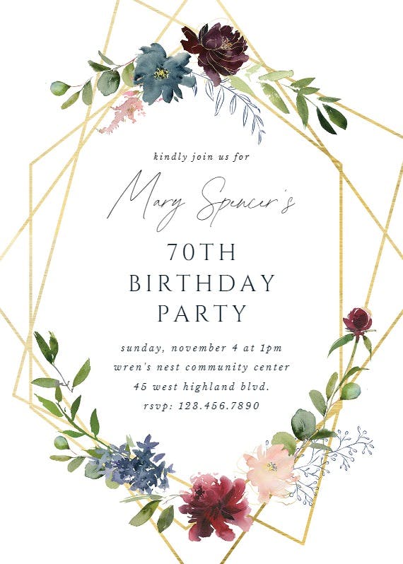 Geometric & flowers - birthday invitation