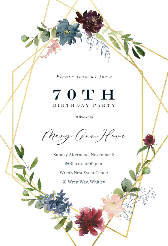 FLOWER PARTY INVITATIONS General Purpose Adult Birthday Fill-in Invites NEW 
