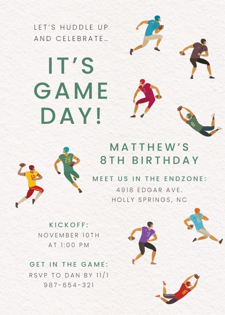 Get in the game - party invitation