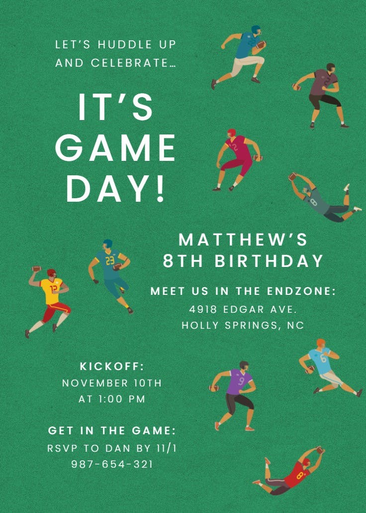 Get in the game - printable party invitation