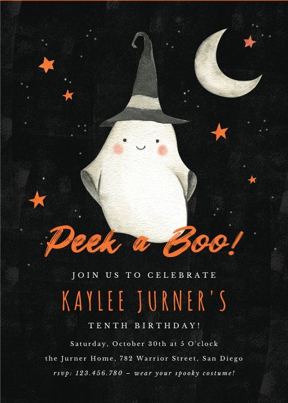 Ghostly birthday - halloween party invitation
