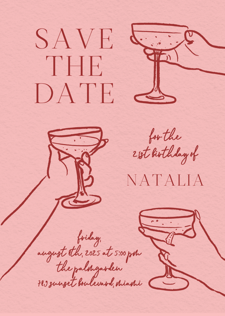 Glass of rosé - invitación de fiesta
