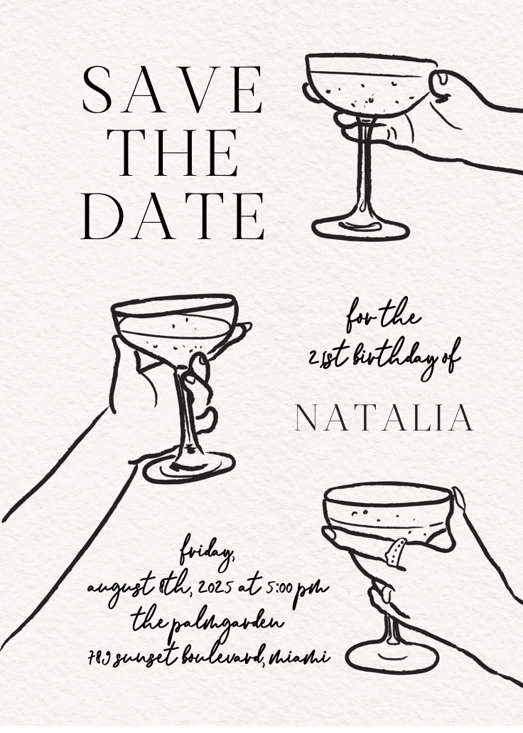 Glass of rosé - invitación de fiesta
