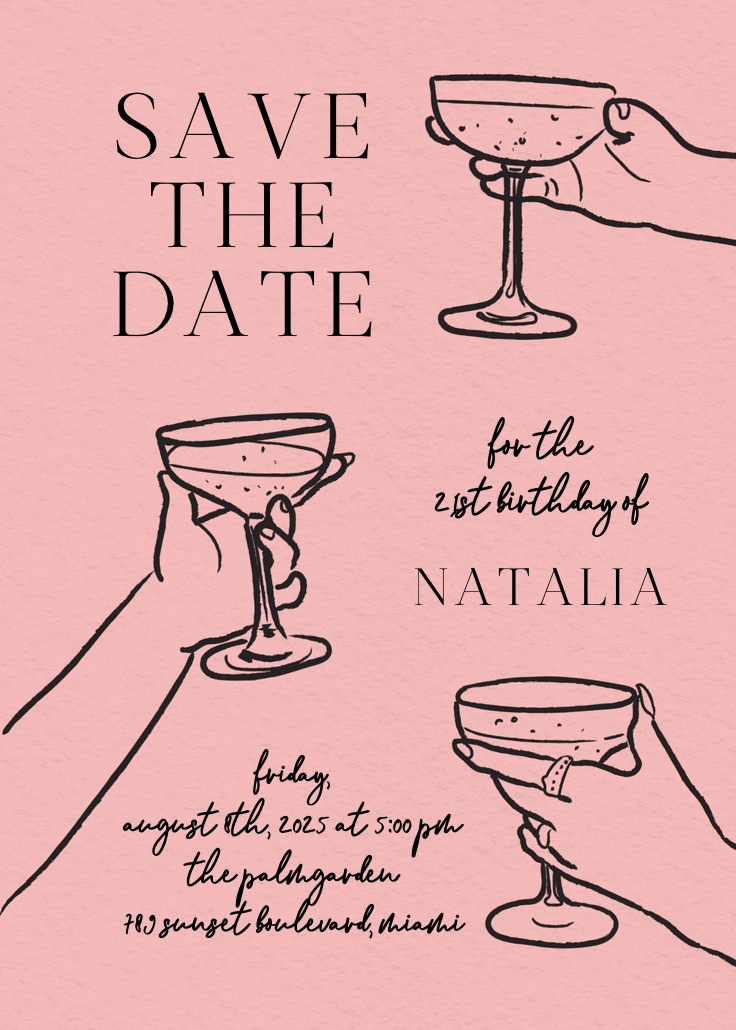 Glass of rosé - party invitation