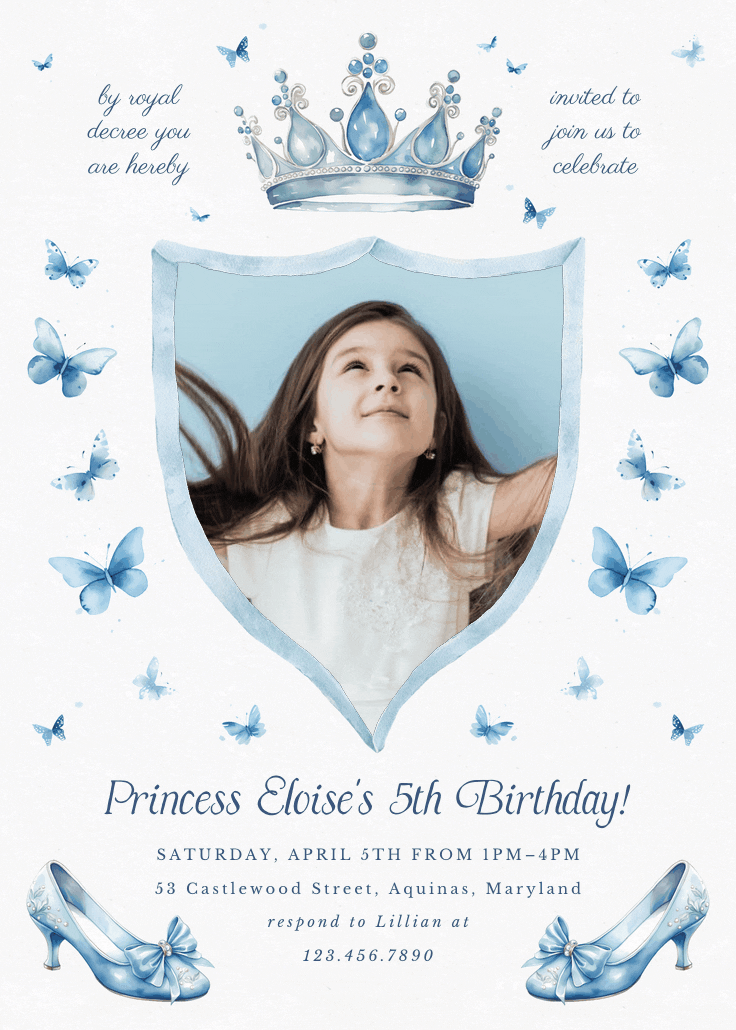 Glass slipper - invitación de cumpleaños