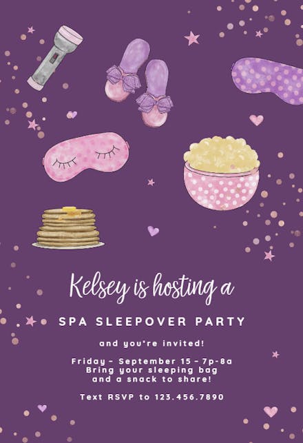 Glitter & giggles - sleepover party invitation