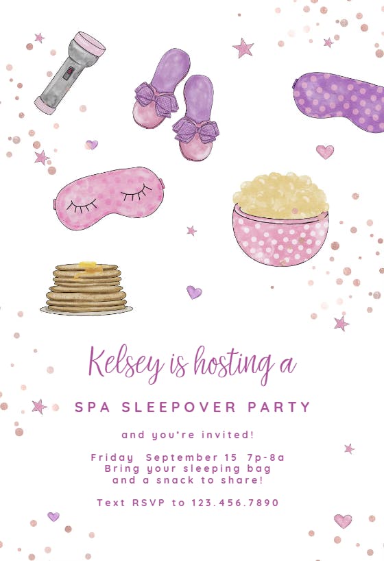 Glitter & giggles - sleepover party invitation