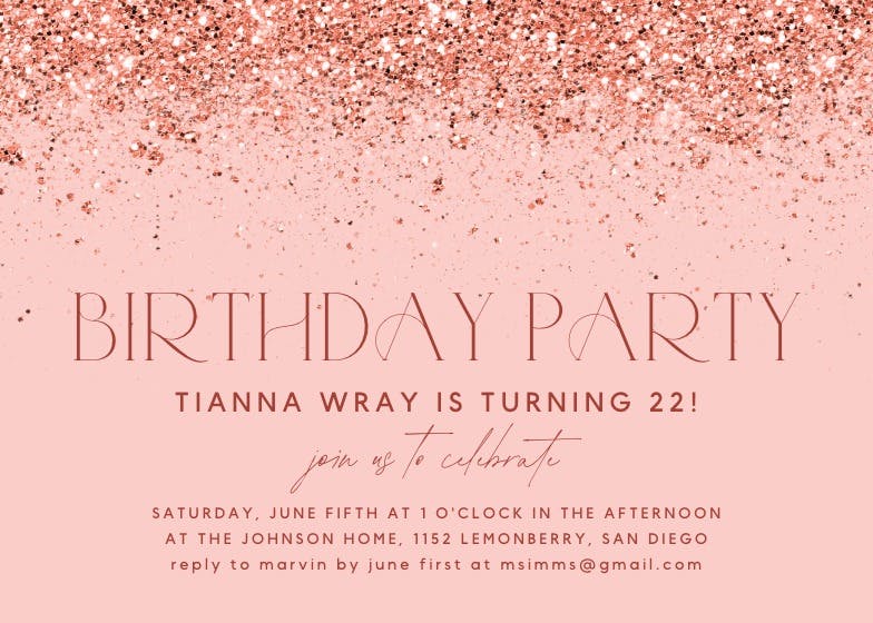Glitter abstract - birthday invitation