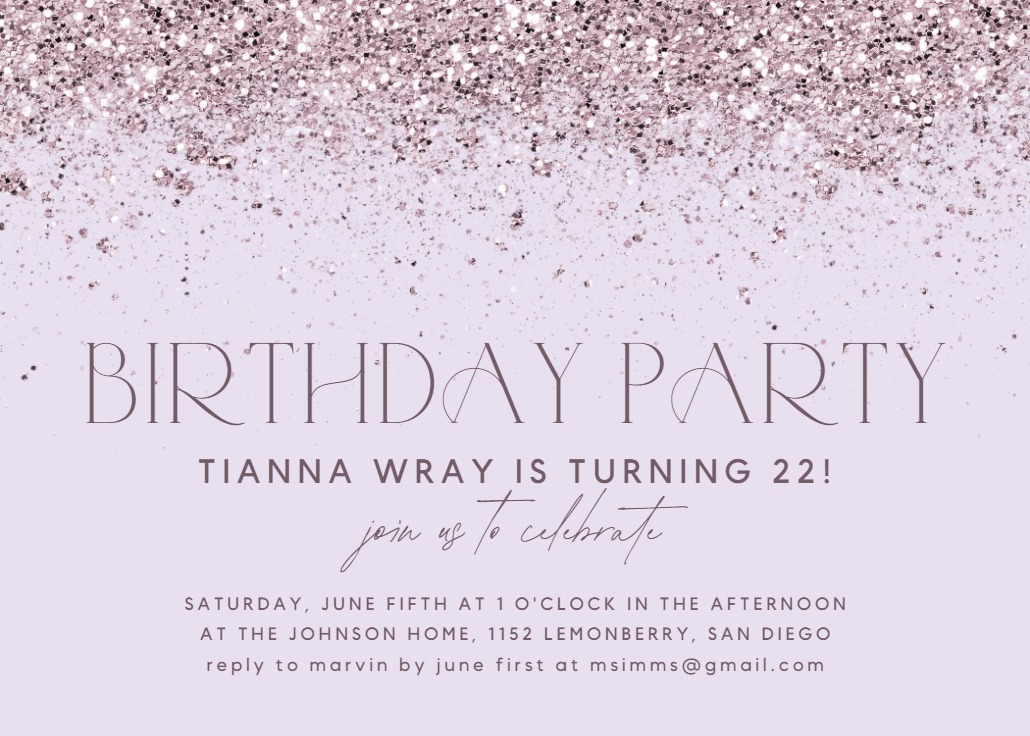 Glitter Abstract - Birthday Invitation Template (Free) | Greetings Island