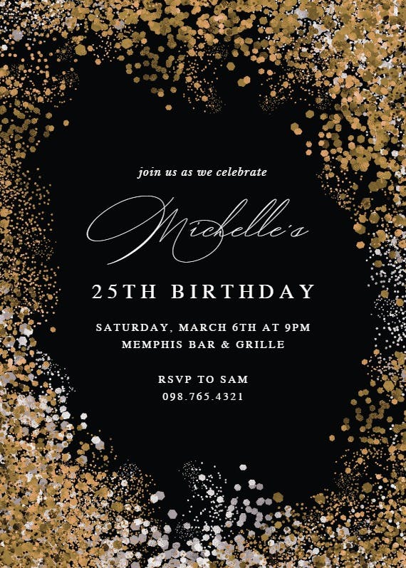 Glitter birthday -  invitación de cumpleaños