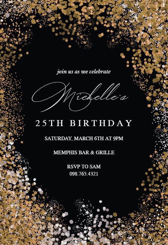 Glitter Birthday - Birthday Invitation Template | Greetings Island