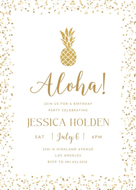 Glitter pineapple - party invitation