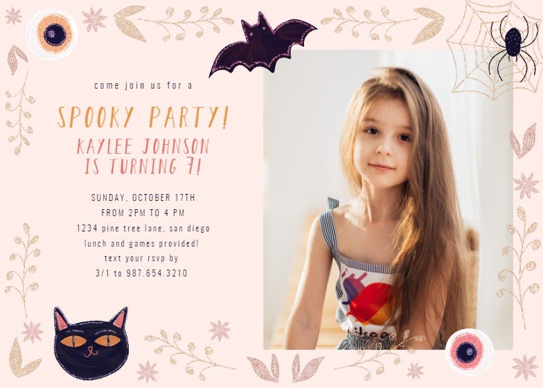 Glitter spooky - printable party invitation