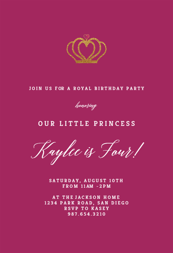 The Royal Crown - Birthday Invitation Template (free) 