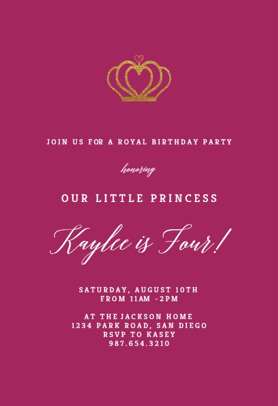 The royal crown - birthday invitation