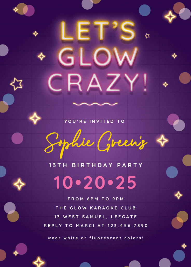 Glow crazy - invitation