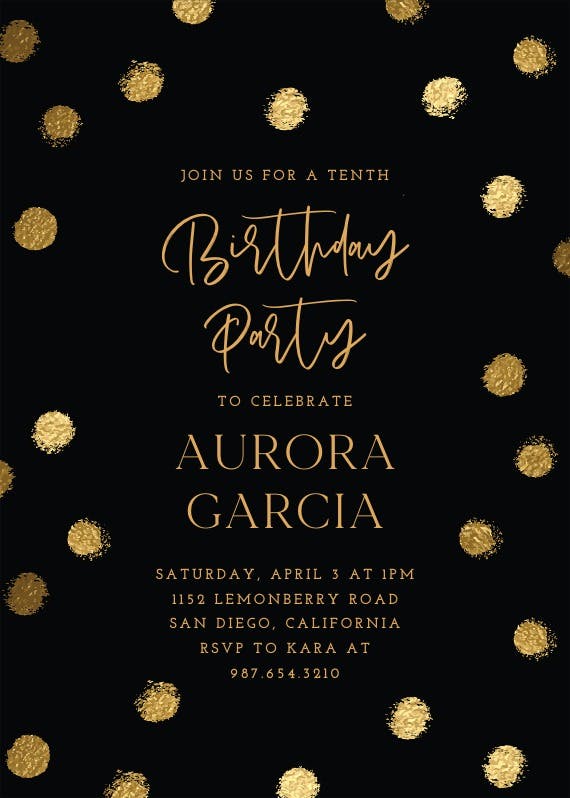 Gold dots -  invitación para fiesta
