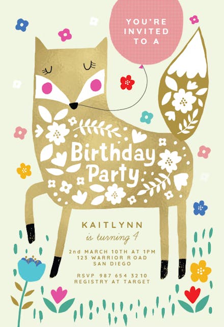 Gold Fox - Birthday Invitation