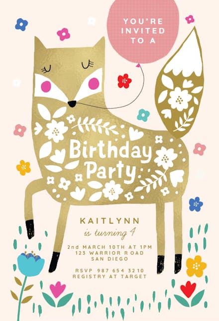 Gold Fox - Birthday Invitation