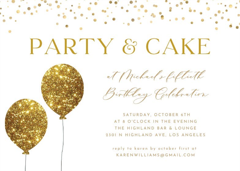 Gold glitter - printable party invitation
