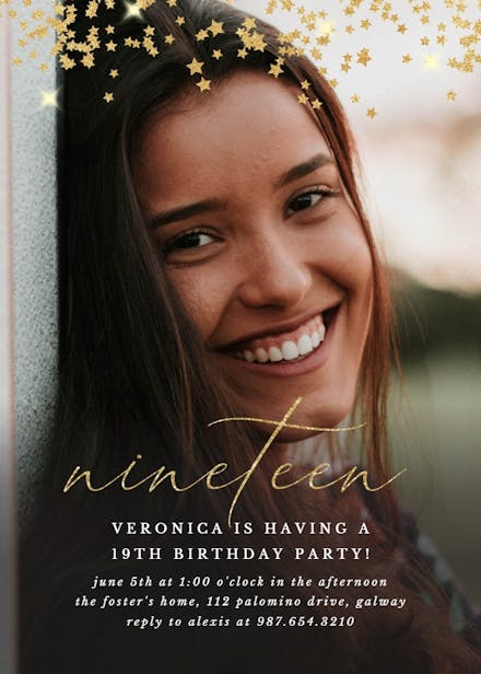 Gold star confetti - birthday invitation