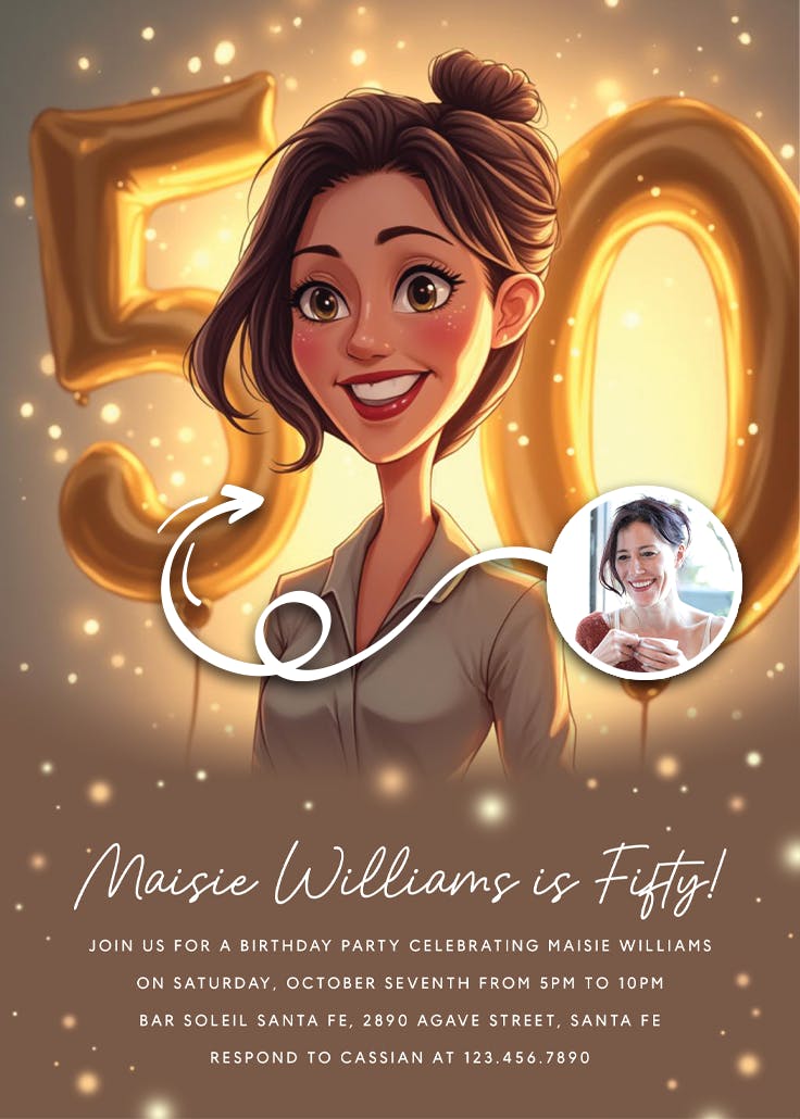 Golden 50 - birthday invitation