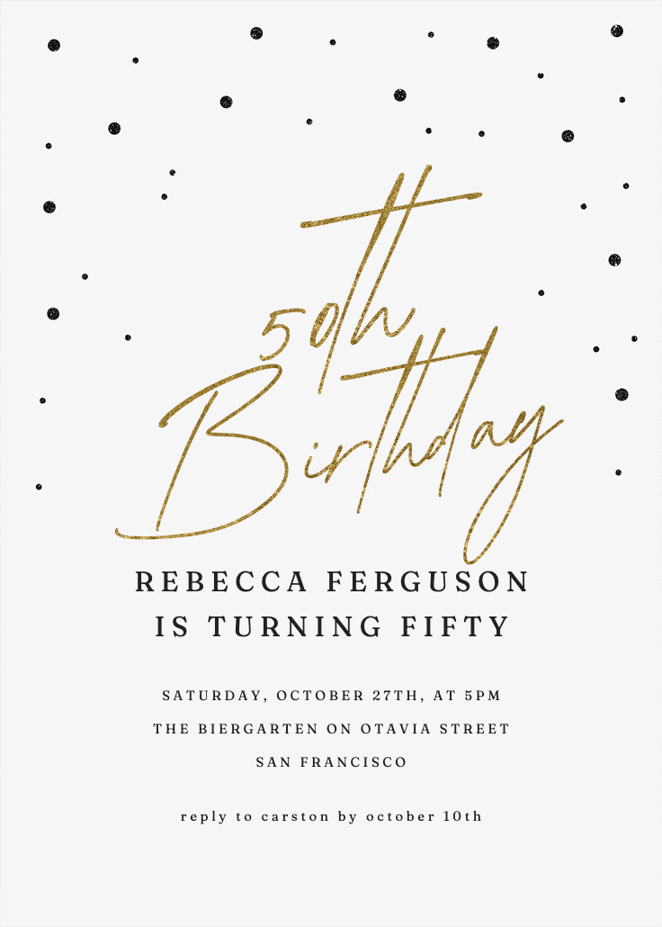 Golden flakes - invitación de cumpleaños