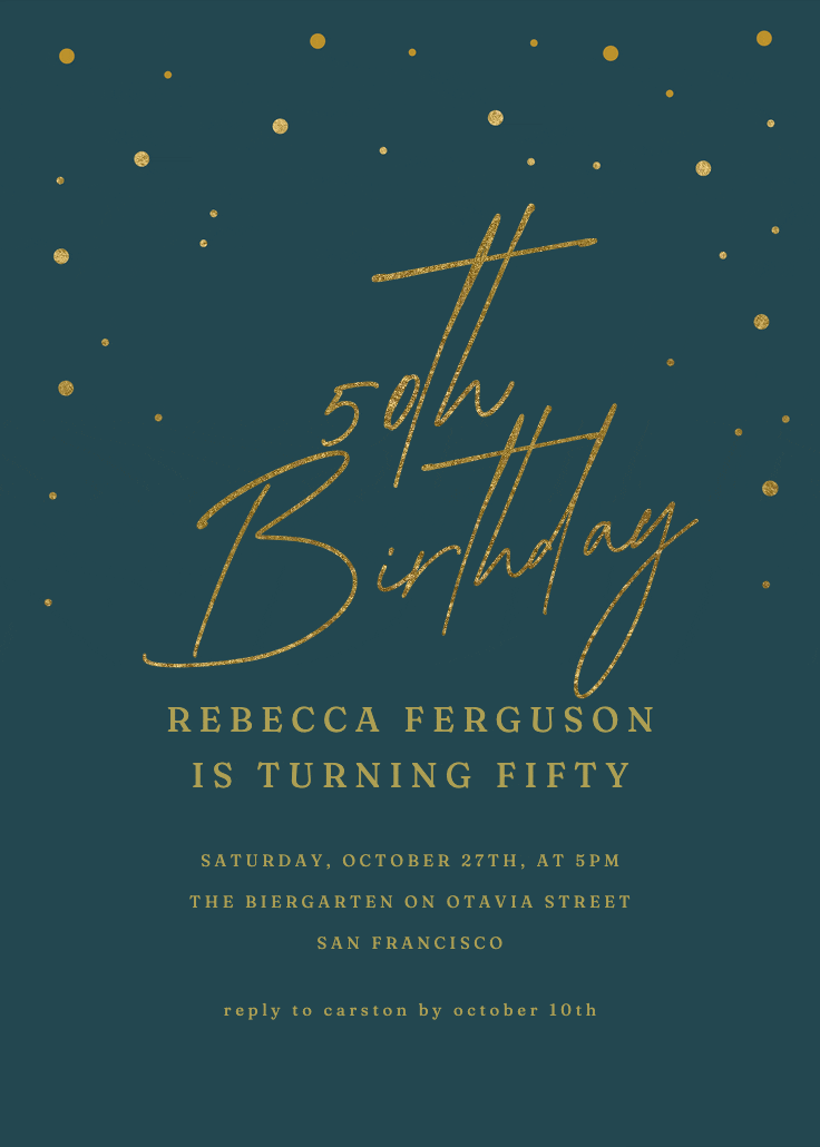 Golden flakes - birthday invitation