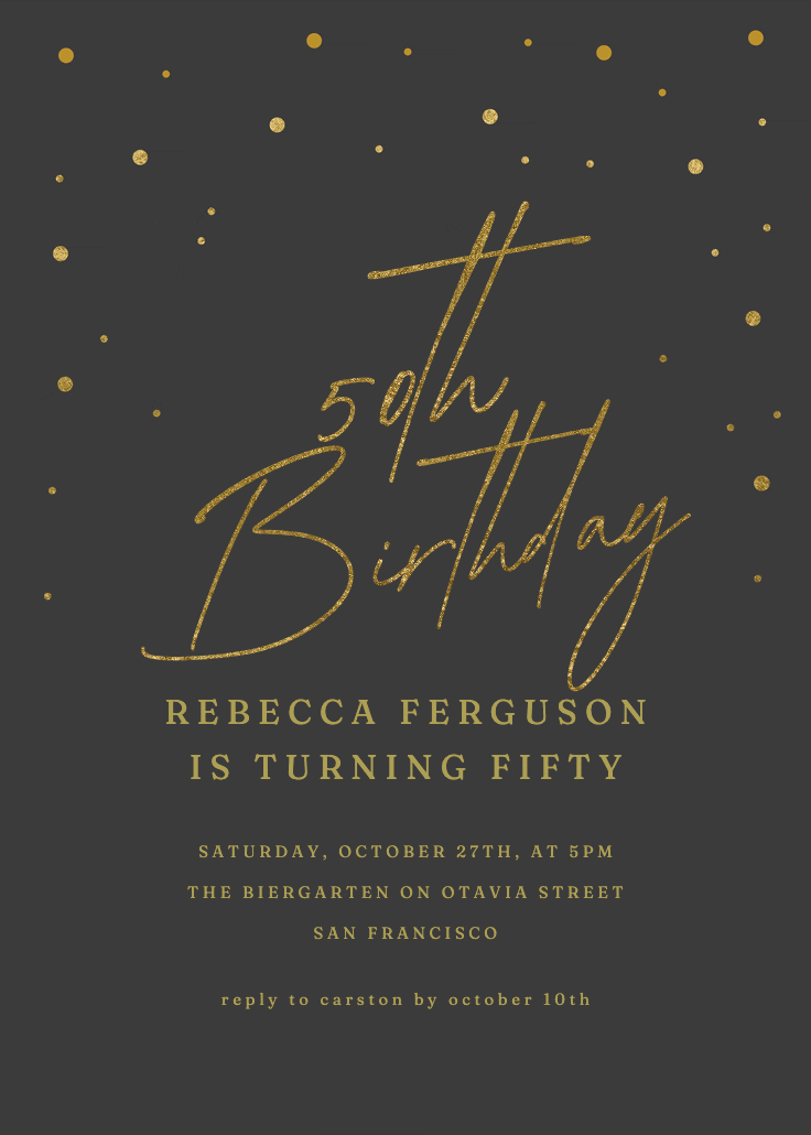 Golden flakes - invitación de cumpleaños