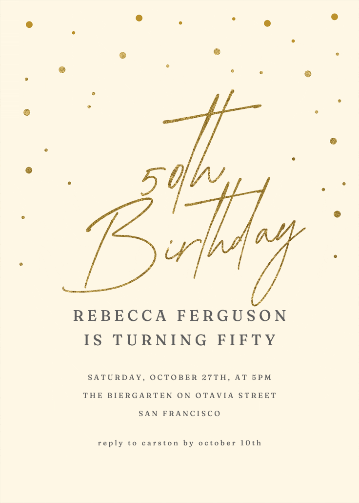 Golden flakes - invitación de cumpleaños