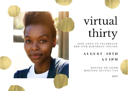 Golden polka dots - Birthday Invitation