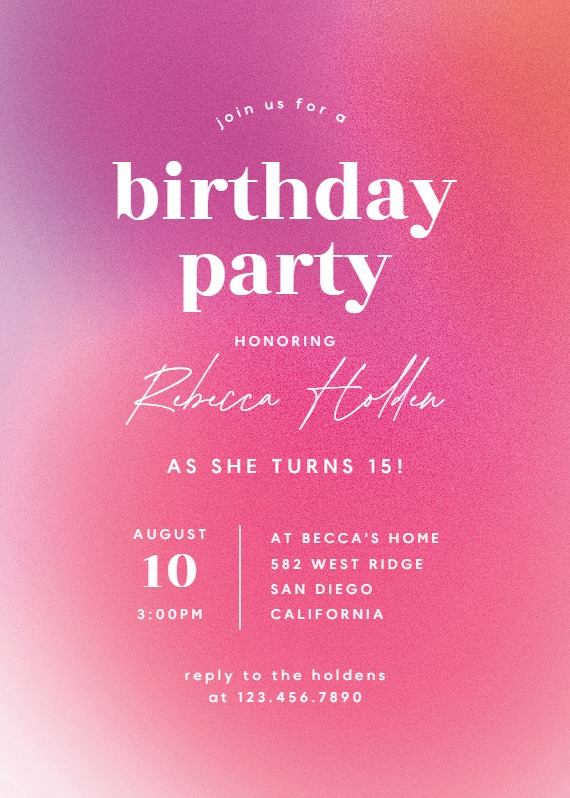 Gradient celebration - Birthday Invitation Template (Free) | Greetings ...