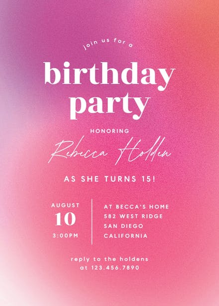 Gradient celebration - birthday invitation
