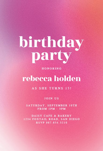 Gradient Celebration - Birthday Invitation Template (Free) | Greetings ...