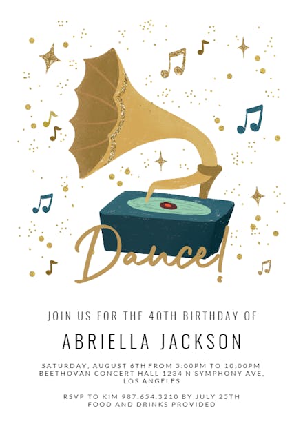 Gramophone - Invitación De Cumpleaños