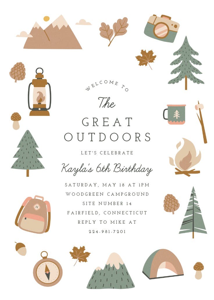 Great outdoors - invitación para fiesta