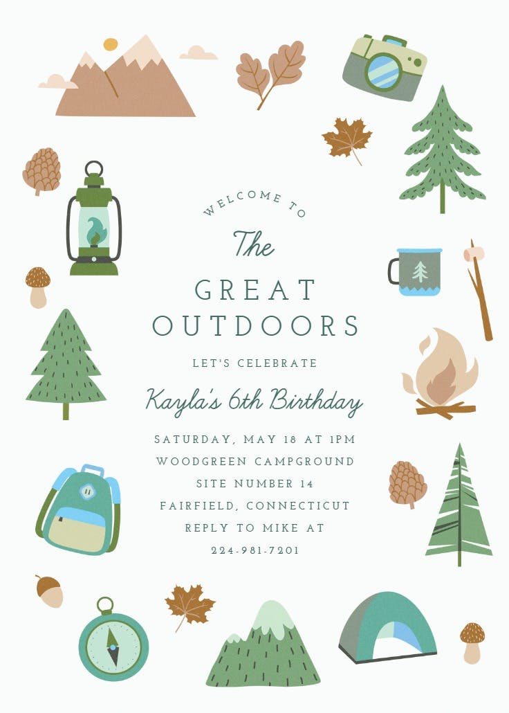 Great outdoors - invitación para fiesta