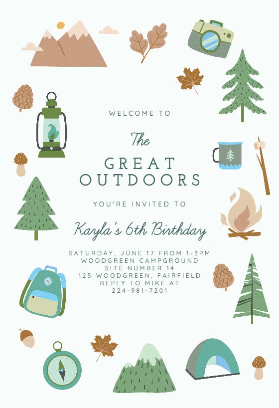 Great outdoors -  invitación de cumpleaños