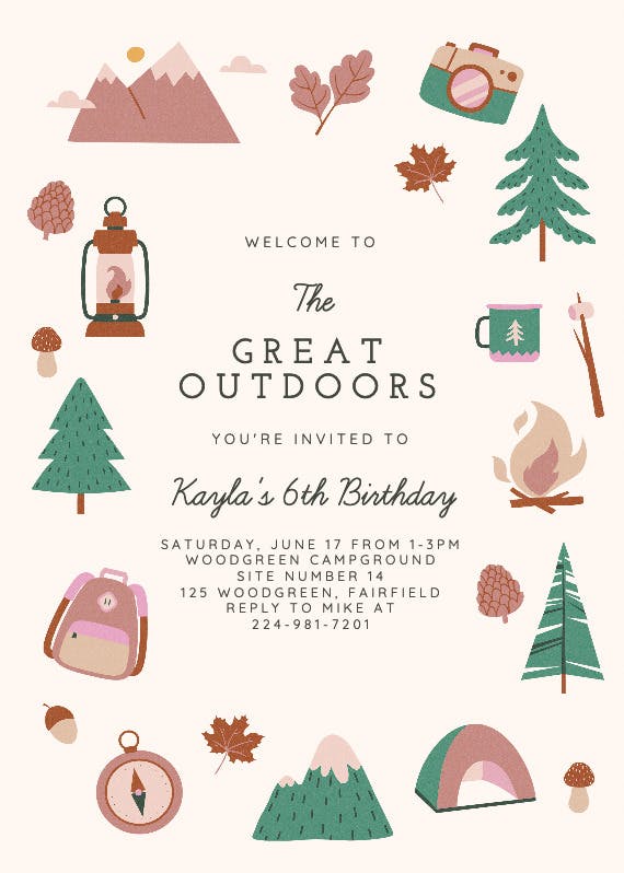 Great outdoors - party invitation