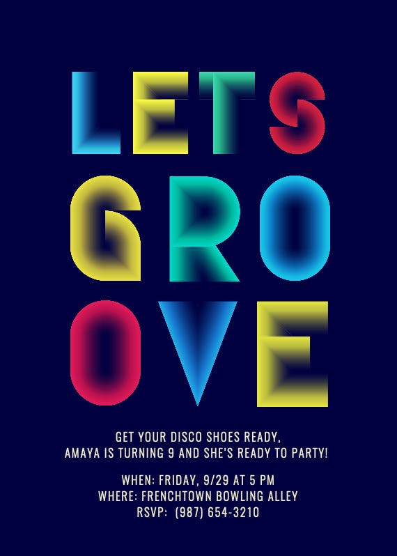 Groovy party -  invitación para fiesta