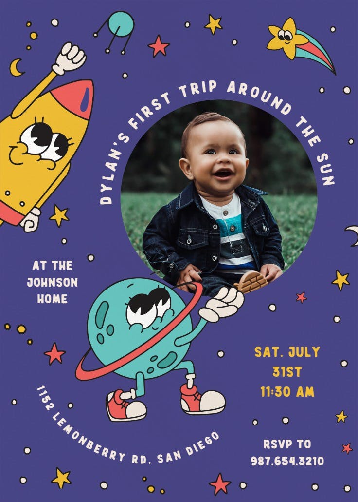 Groovy space - birthday invitation