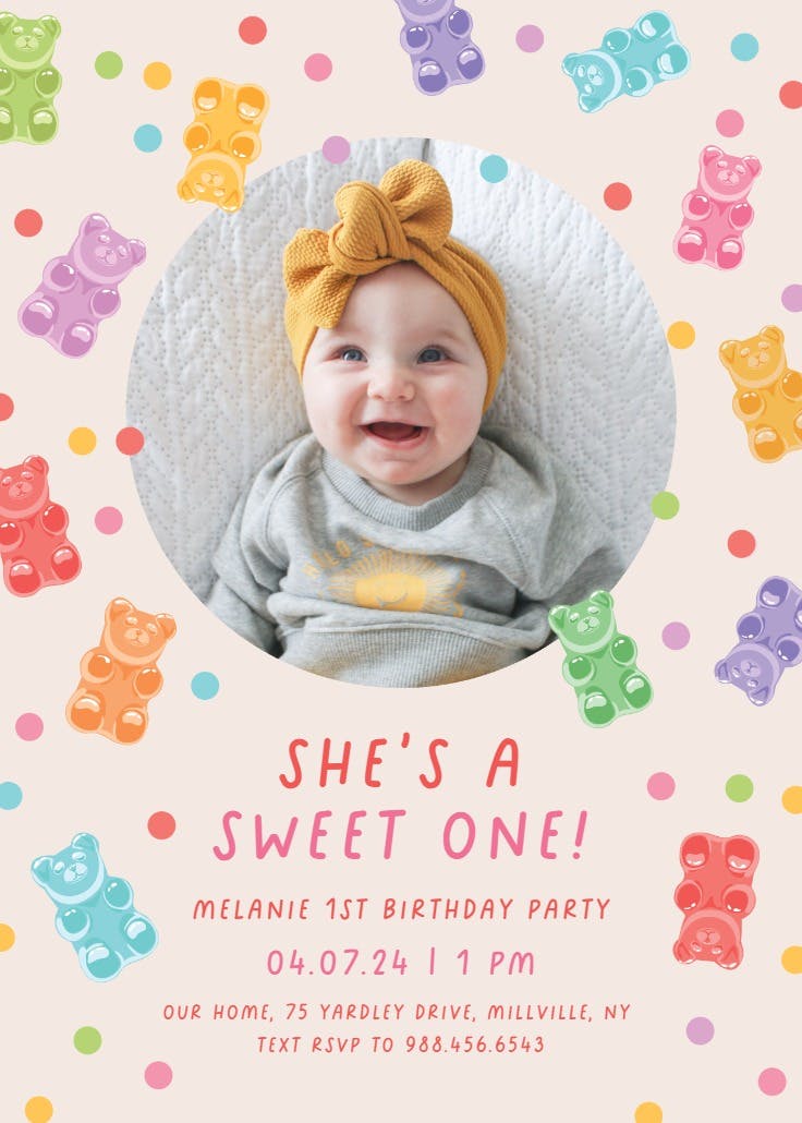 Gummy bear party - birthday invitation